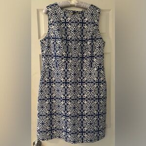 Boden Navy and White Geometric Dress Size 14